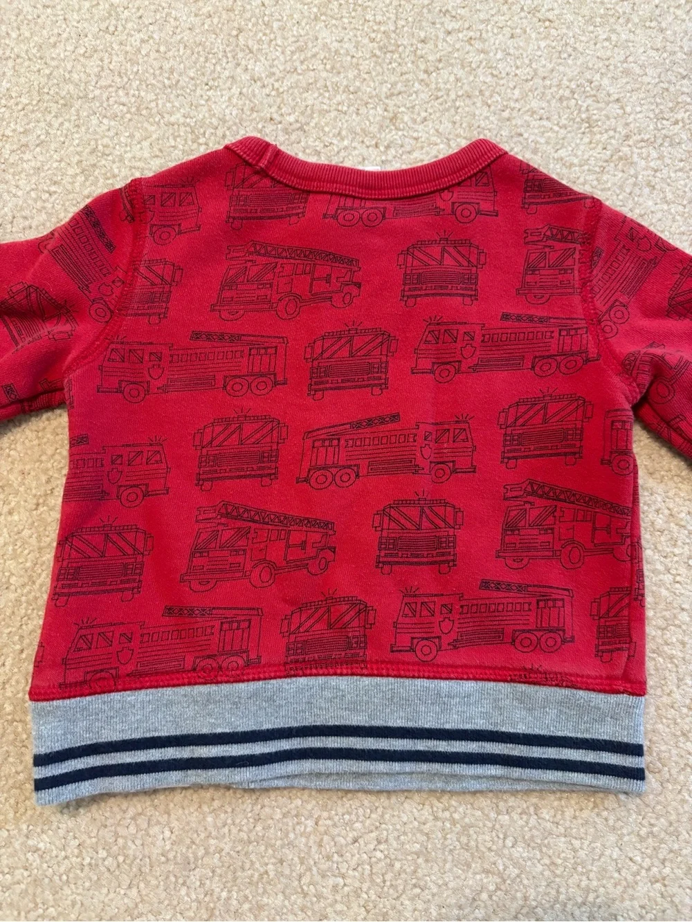 GAP Red Fire Truck Print Kids Sweatshirt Size 12-18 Months